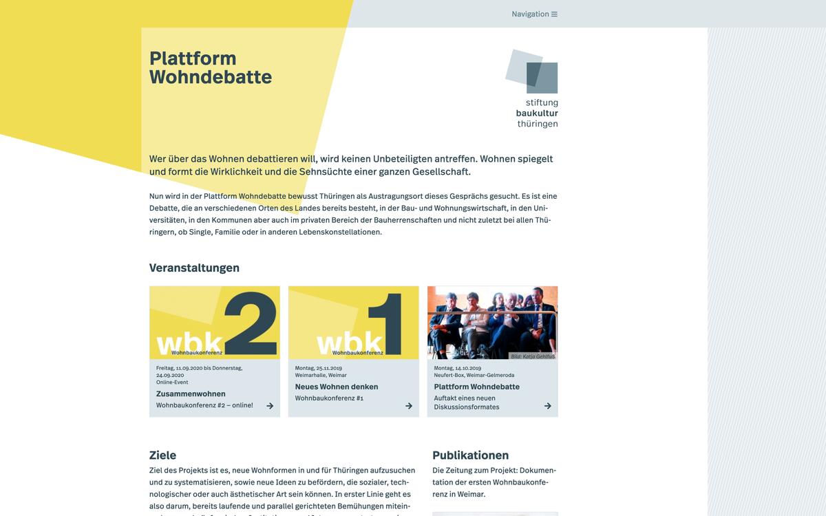 Website Stiftung Baukultur Thüringen | Projekt-Startseite, Bildschirmfoto 12.06.2020