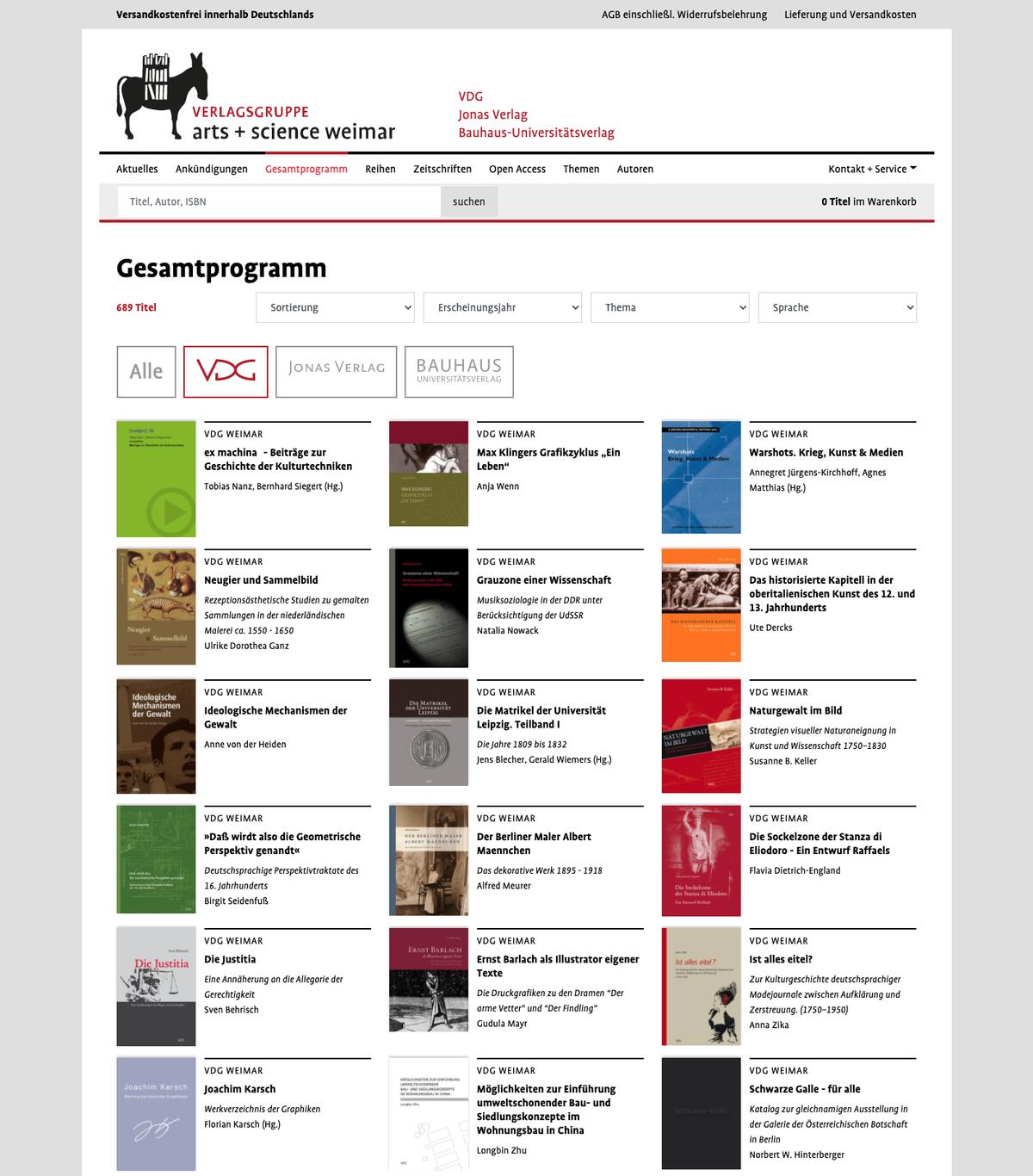 Website asw-verlage.de: Suchergebnis im Gesamtprogramm, Kohlhaas & Kohlhaas