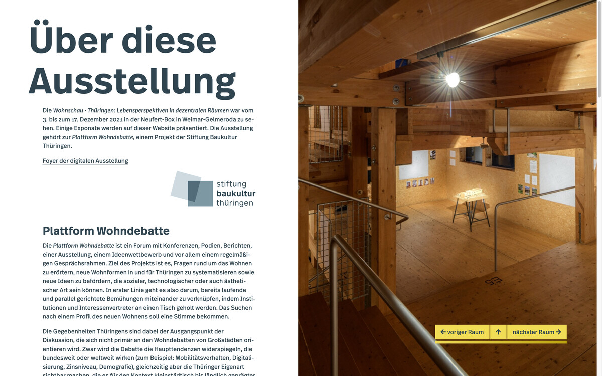 Wohnschau Thüringen: Infos zur Ausstellung und Credits, Bildschirmfoto 06.01.2022